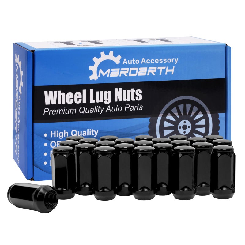 Mardarth Set of 24, 14x1.5 Lug Nut 1.75 in Black Bulge Acorn Compatible with 1999-2023 Silverado Sierra 1500 - Image 1